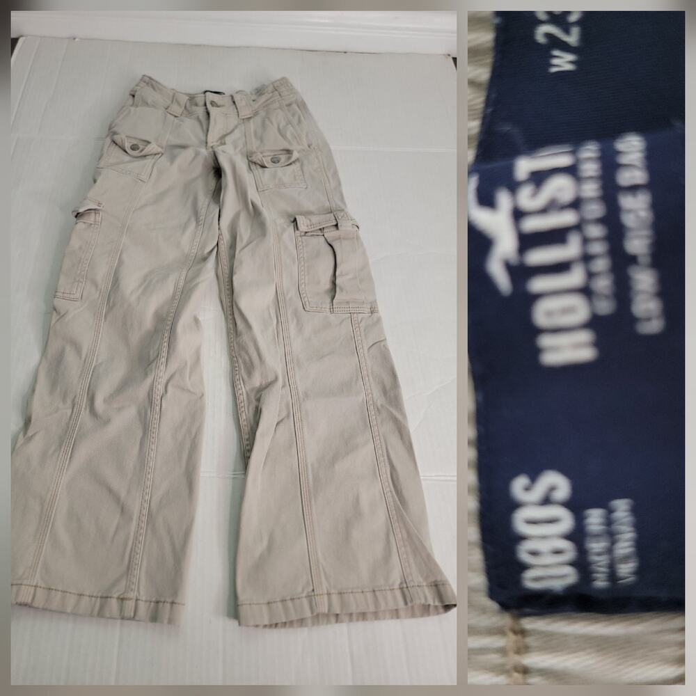 Hollister Cargo Baggy Pants Sz 23 Short Low Rise Khaki Gorpcore